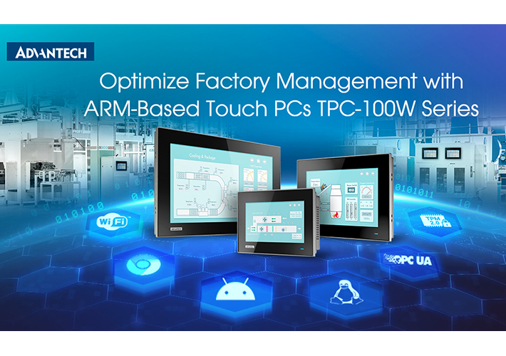 Foto Advantech presenta la serie TPC-100W de PC táctiles basados en ARM para aplicaciones de gestión industrial.